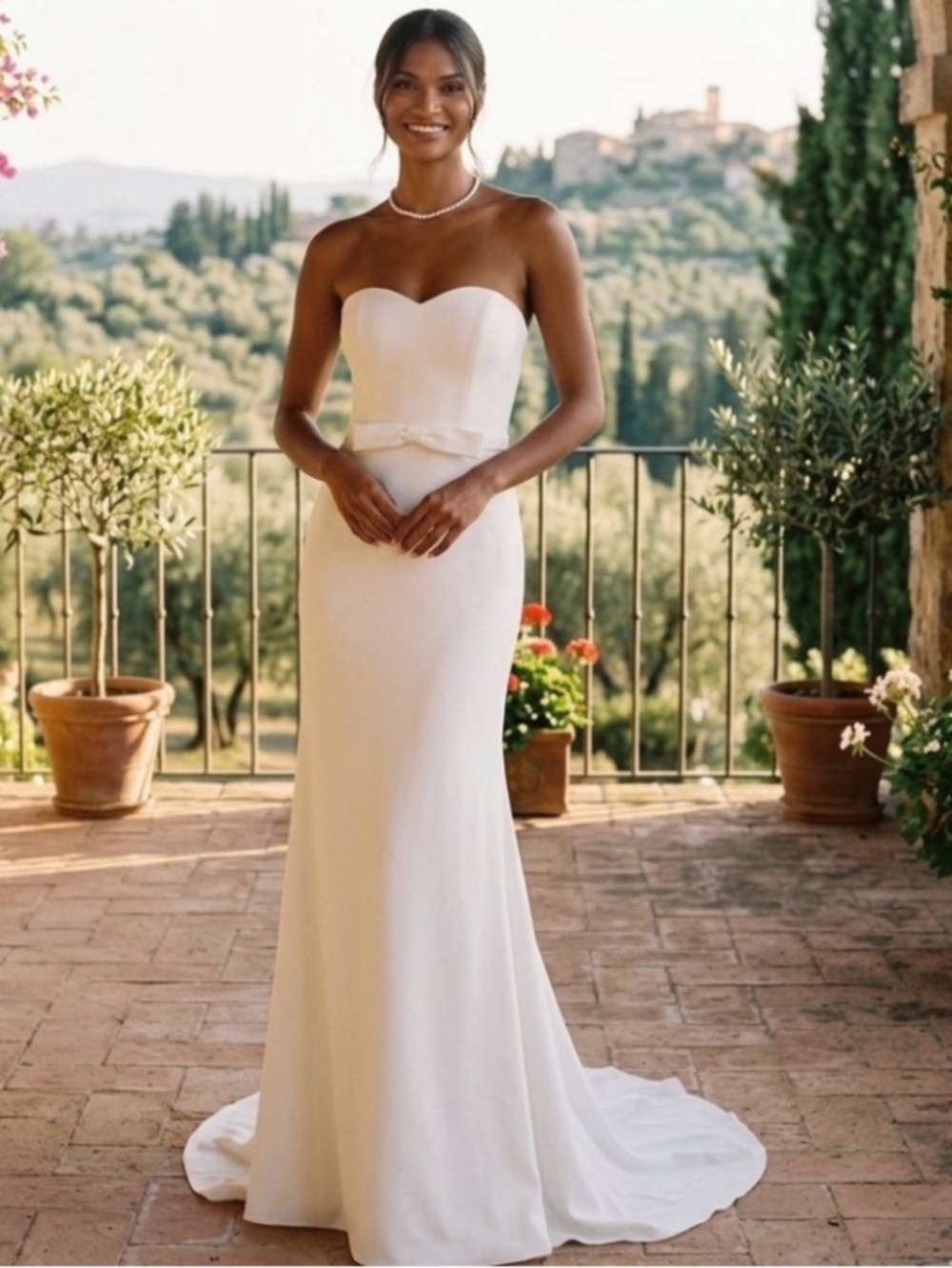 New Lulus Strapless Sweetheart Cream Bridal Gown with Bow Sz XL